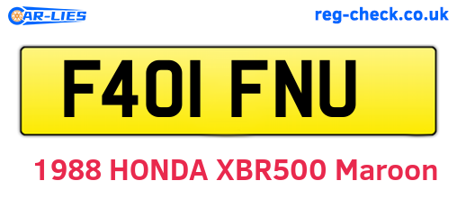 F401FNU are the vehicle registration plates.