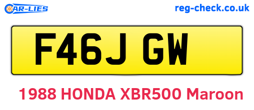 F46JGW are the vehicle registration plates.