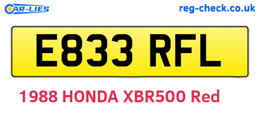 E833RFL are the vehicle registration plates.