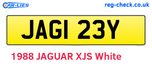 JAG123Y are the vehicle registration plates.