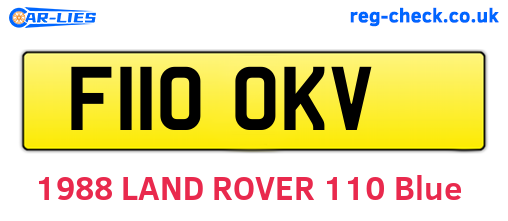 F110OKV are the vehicle registration plates.