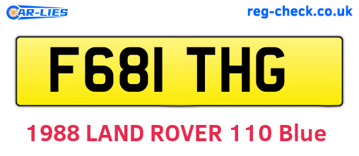 F681THG are the vehicle registration plates.