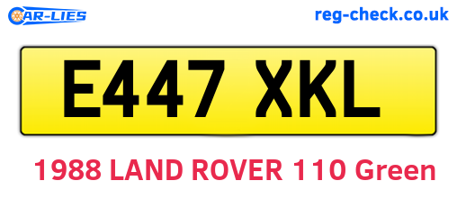 E447XKL are the vehicle registration plates.