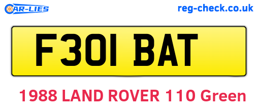 F301BAT are the vehicle registration plates.