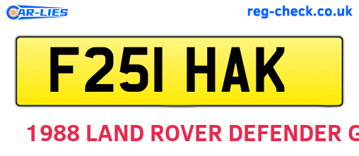 F251HAK are the vehicle registration plates.