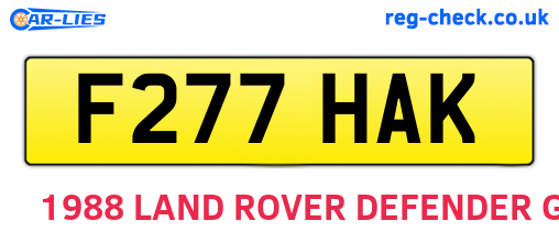 F277HAK are the vehicle registration plates.