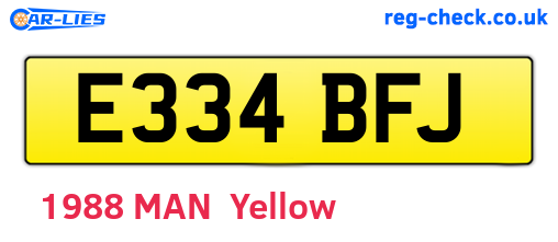 E334BFJ are the vehicle registration plates.