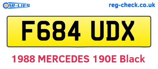 F684UDX are the vehicle registration plates.