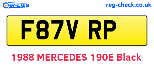 F87VRP are the vehicle registration plates.
