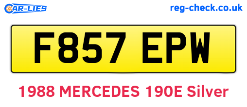 F857EPW are the vehicle registration plates.