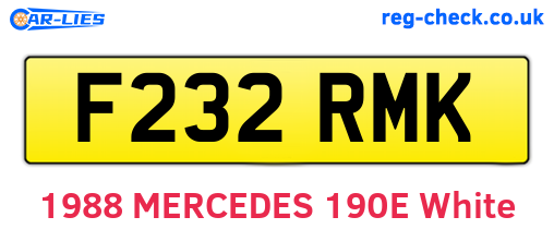 F232RMK are the vehicle registration plates.