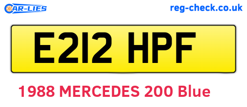 E212HPF are the vehicle registration plates.