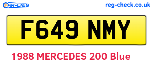F649NMY are the vehicle registration plates.