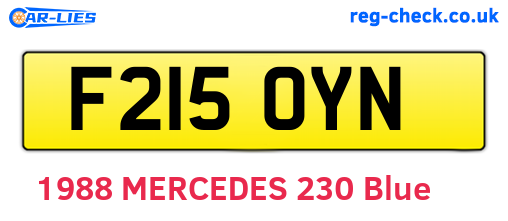 F215OYN are the vehicle registration plates.