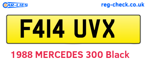 F414UVX are the vehicle registration plates.