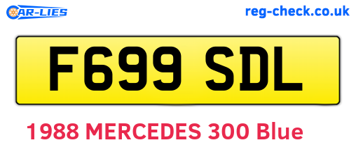 F699SDL are the vehicle registration plates.
