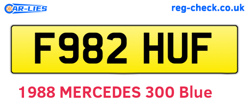 F982HUF are the vehicle registration plates.