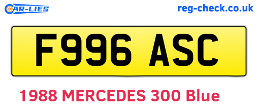 F996ASC are the vehicle registration plates.