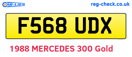 F568UDX are the vehicle registration plates.