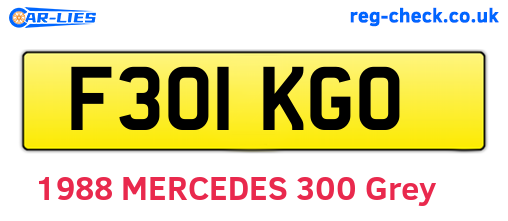 F301KGO are the vehicle registration plates.