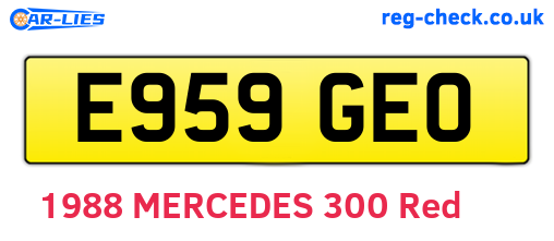 E959GEO are the vehicle registration plates.