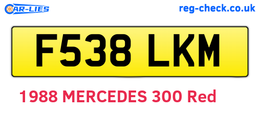 F538LKM are the vehicle registration plates.