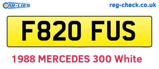F820FUS are the vehicle registration plates.