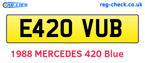E420VUB are the vehicle registration plates.