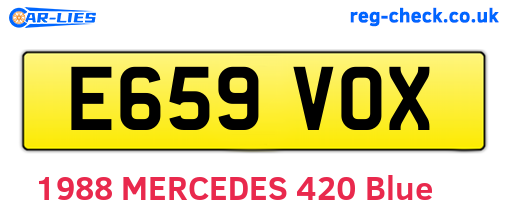E659VOX are the vehicle registration plates.