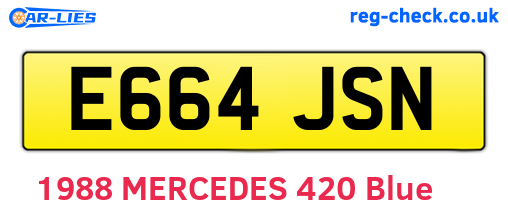 E664JSN are the vehicle registration plates.