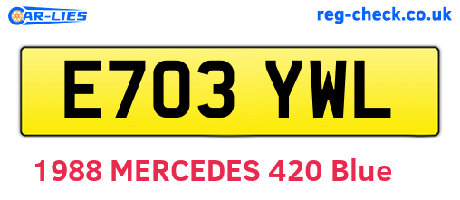 E703YWL are the vehicle registration plates.