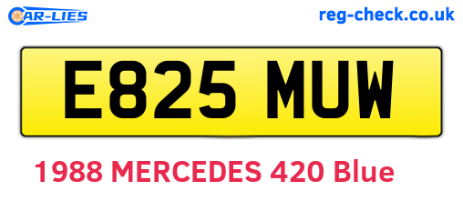 E825MUW are the vehicle registration plates.