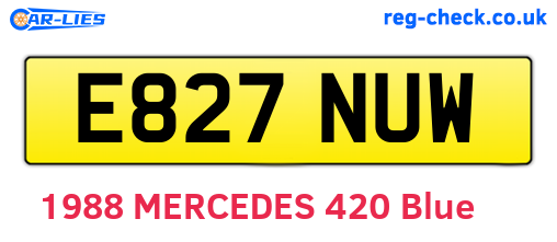 E827NUW are the vehicle registration plates.