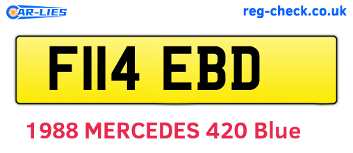 F114EBD are the vehicle registration plates.