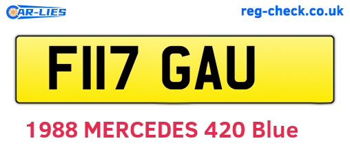 F117GAU are the vehicle registration plates.