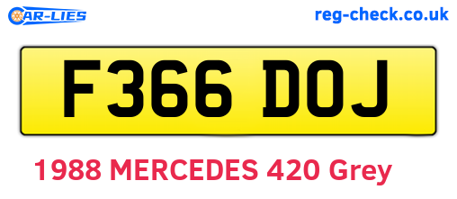 F366DOJ are the vehicle registration plates.