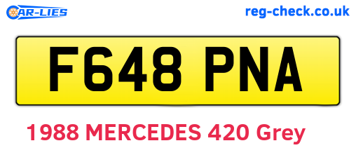 F648PNA are the vehicle registration plates.