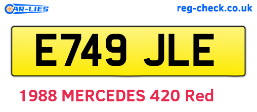 E749JLE are the vehicle registration plates.
