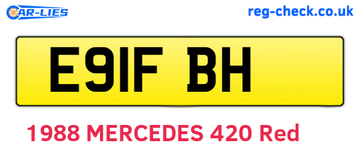 E91FBH are the vehicle registration plates.