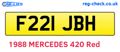 F221JBH are the vehicle registration plates.
