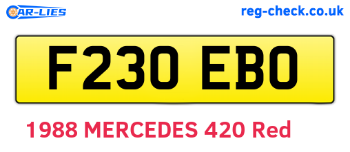 F230EBO are the vehicle registration plates.