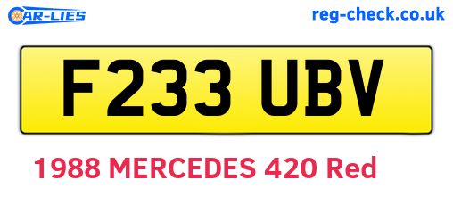 F233UBV are the vehicle registration plates.