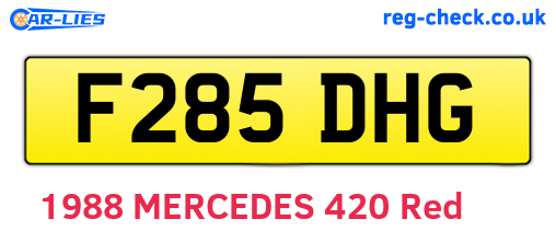 F285DHG are the vehicle registration plates.