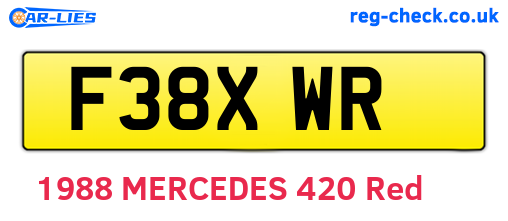 F38XWR are the vehicle registration plates.