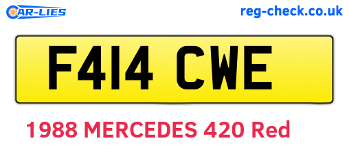 F414CWE are the vehicle registration plates.