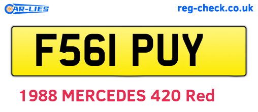 F561PUY are the vehicle registration plates.