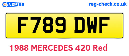 F789DWF are the vehicle registration plates.