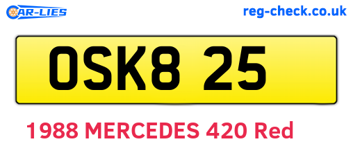 OSK825 are the vehicle registration plates.