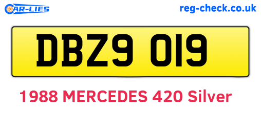 DBZ9019 are the vehicle registration plates.