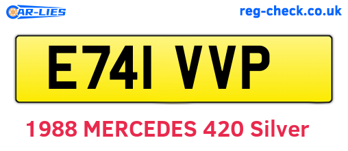 E741VVP are the vehicle registration plates.